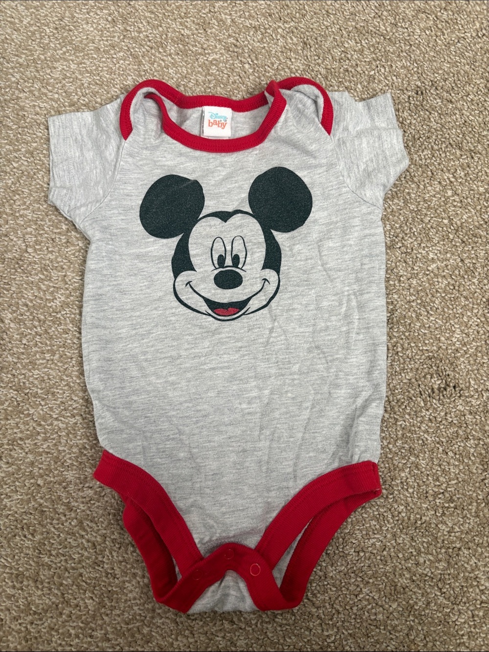 Disney Gray Bodysuit with Red Trim and Mickey Graphic